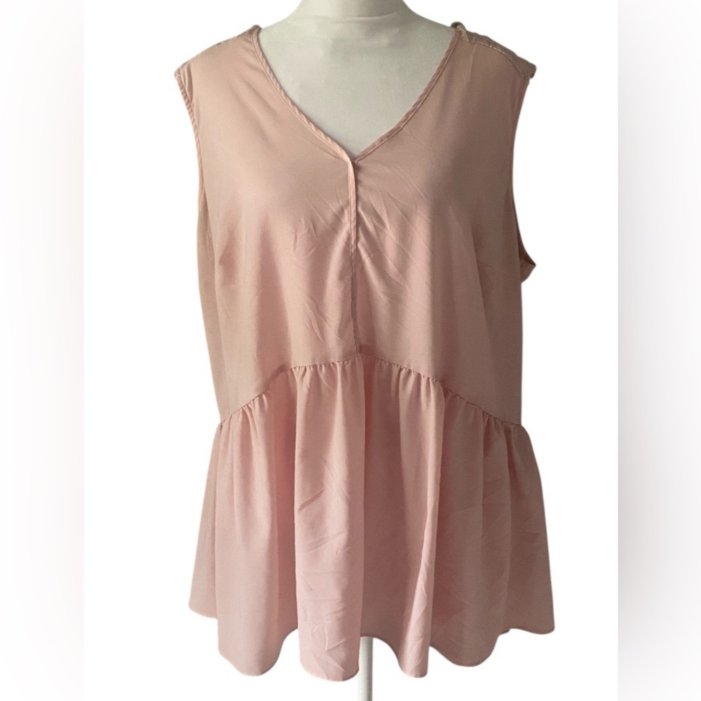 Lane Bryant fit flare baby pink fit flare top blouse size 16